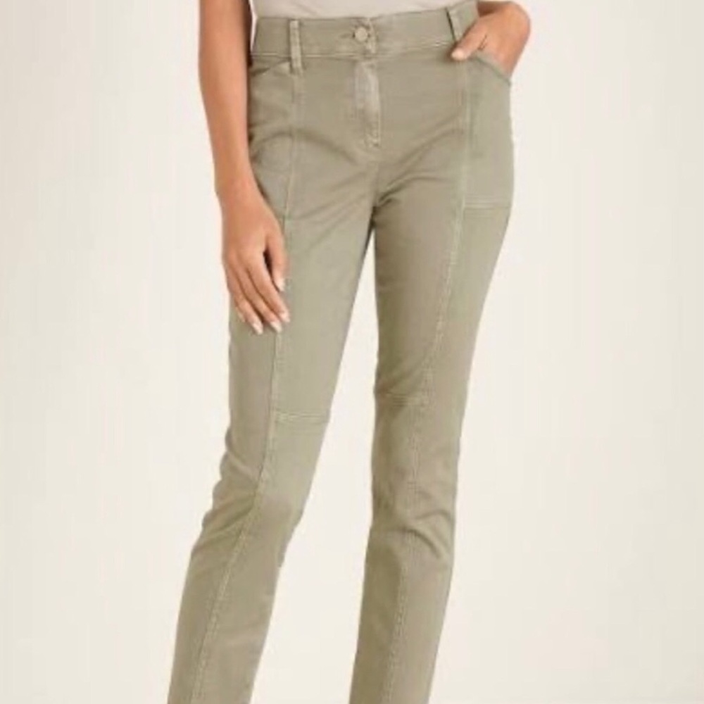CHICO'S tan cotton stretch utility ankle pant 4